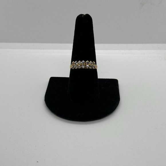 10K Yellow Gold Diamond Ring Double Row size 8 - Picture 4 of 12